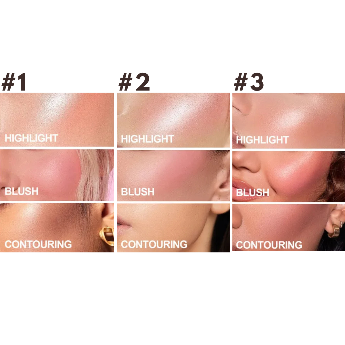 3 In 1 Highlight Blush Contour Palette