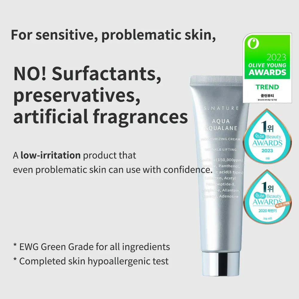 S.NATURE Aqua Squalane Moisturizing Cream - TokTok Beauty
