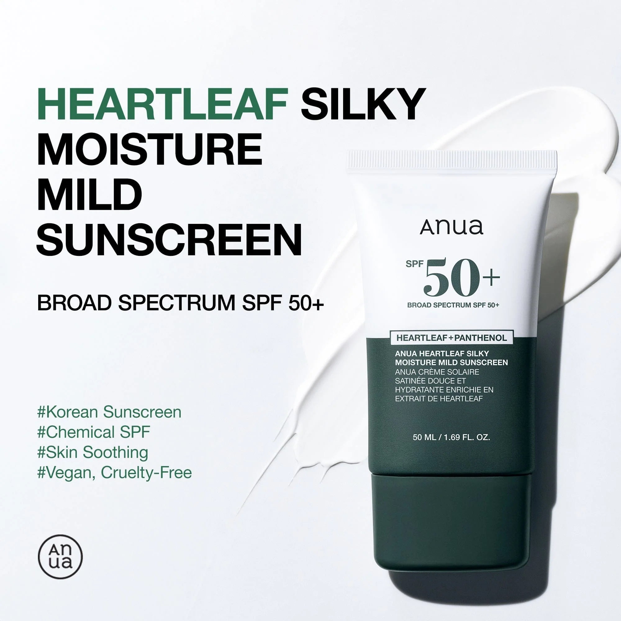 Anua Heartleaf Silky Moisture Mild Sunscreen - TokTok Beauty