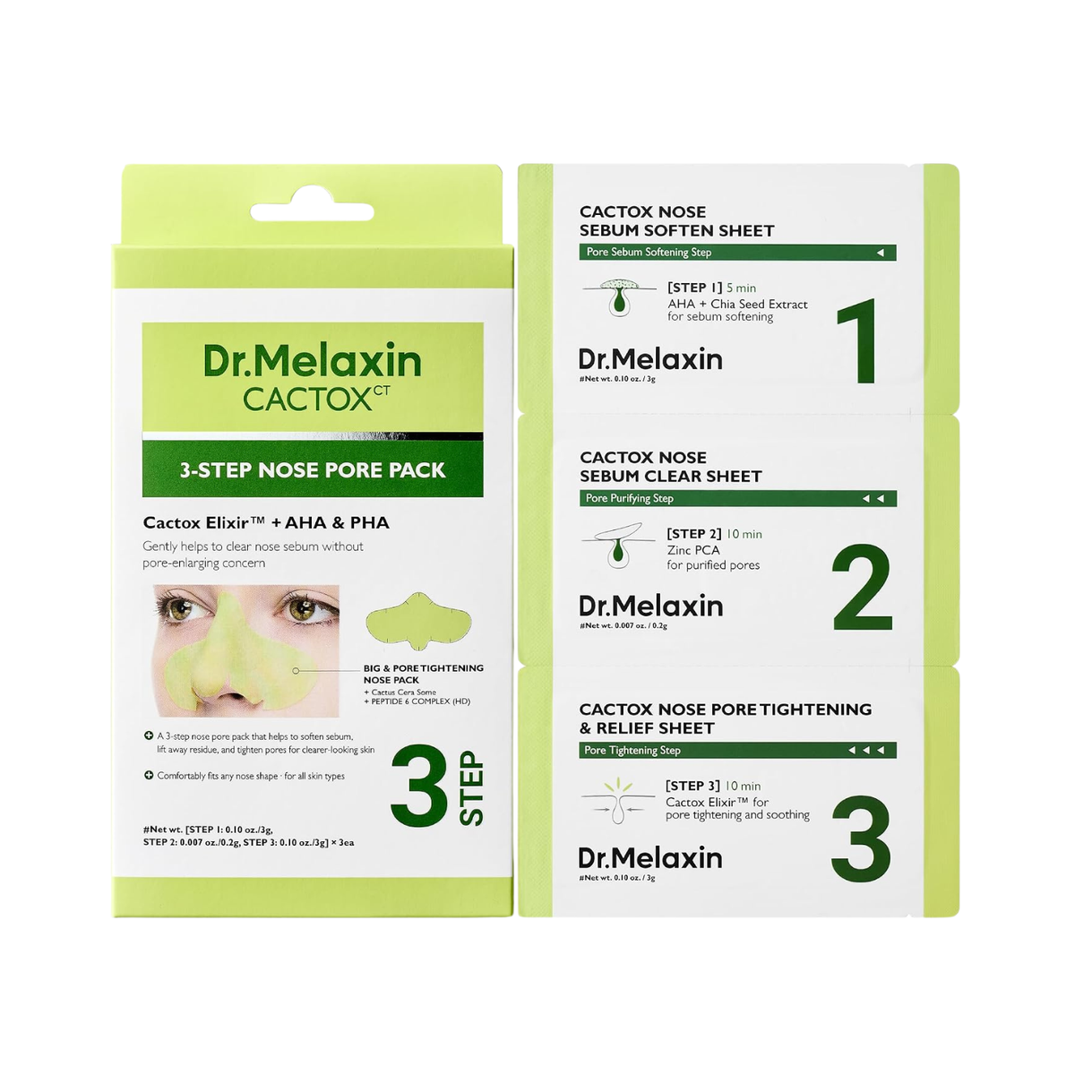 Dr.Melaxin Cactox 3-Step Nose Pore Pack - TokTok Beauty