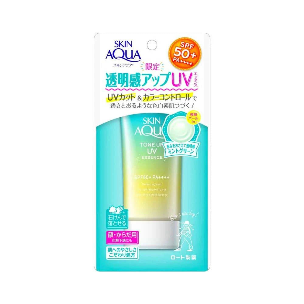 Rohto SKIN AQUA Tone Up UV Essence - Green - TokTok Beauty