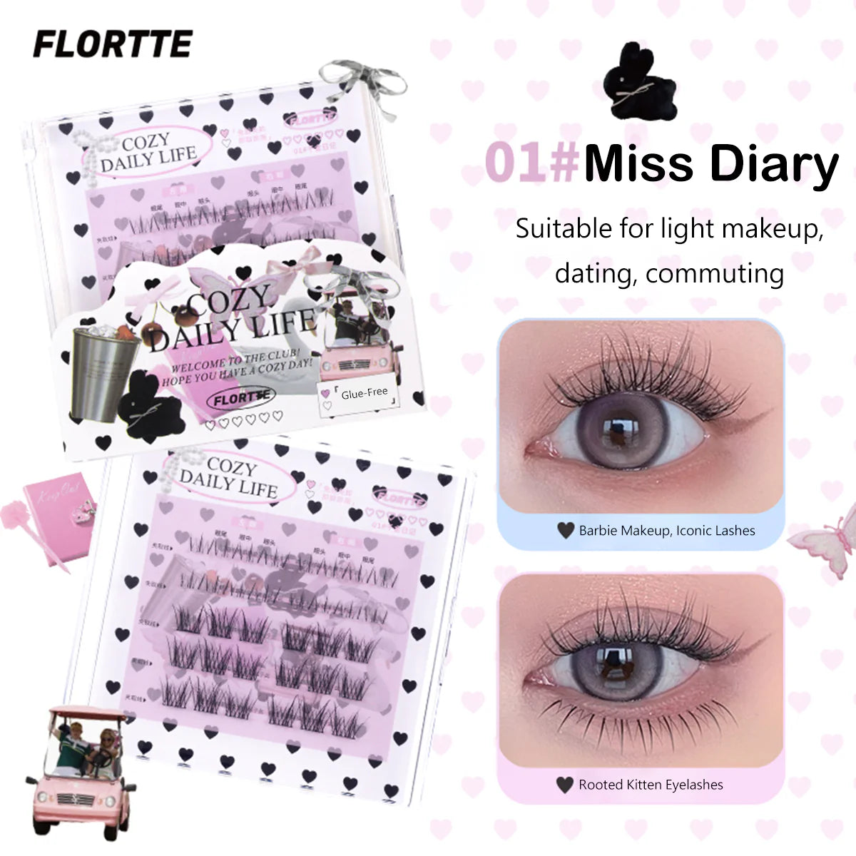 FLORTTE Glue-Free False Eyelash (1-2) - TokTok Beauty