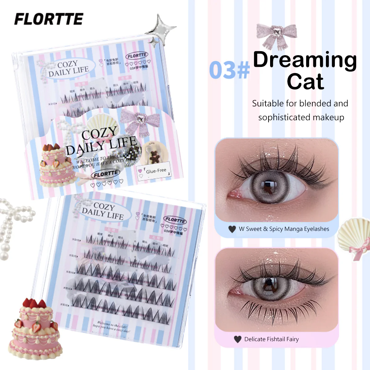 FLORTTE Glue-Free False Eyelash (3-4) - TokTok Beauty