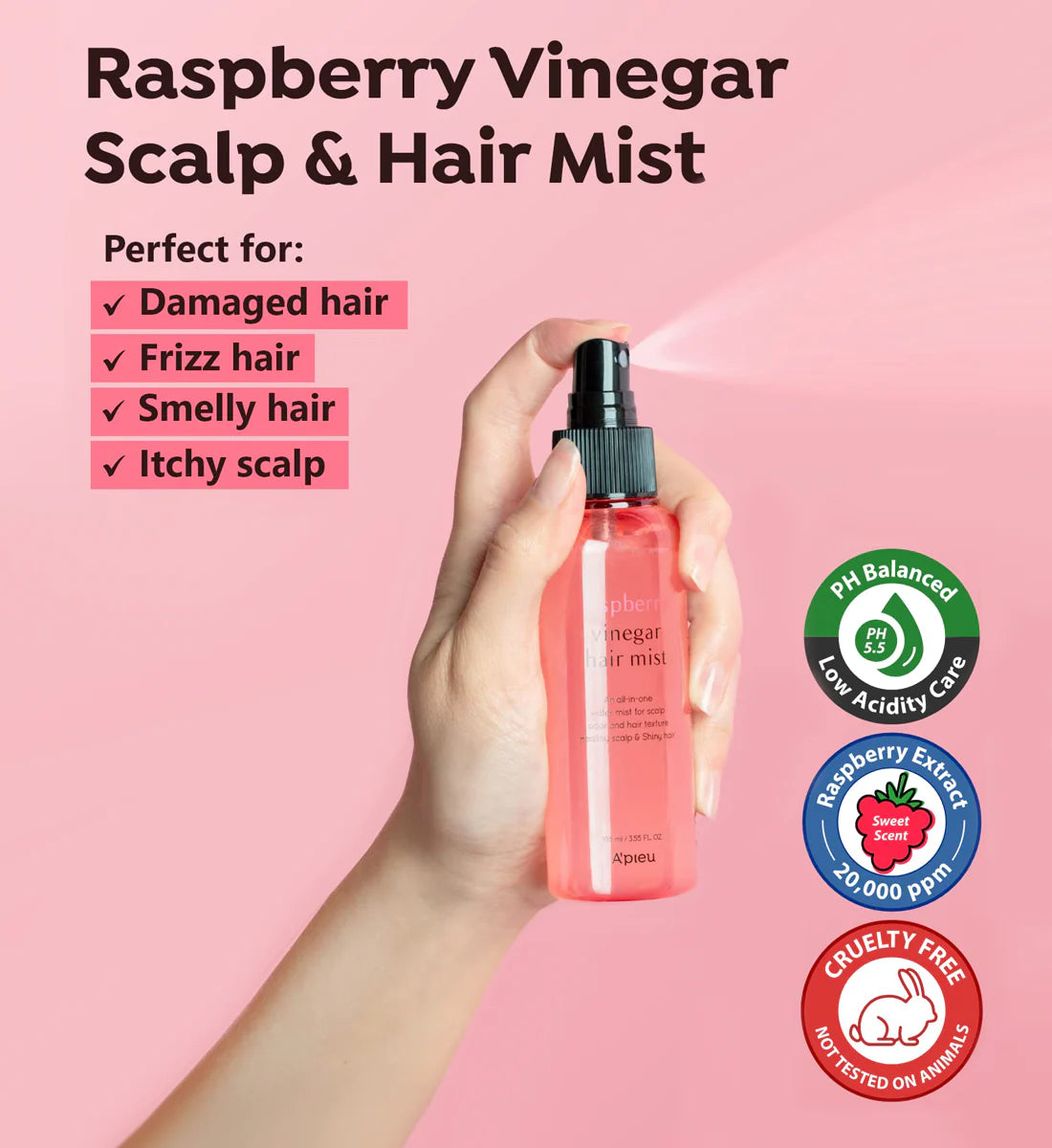 A'pieu Raspberry Vinegar Hair Mist - TokTok Beauty